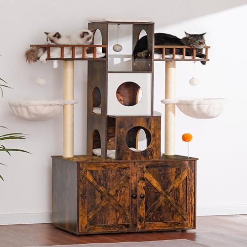 Heybly Cat Tree with Litter Box Enclosure