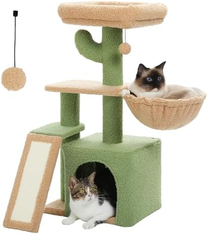 PETEPELA Cactus Cat Tree for Kittens & Small Cats, 32in Cat Tower