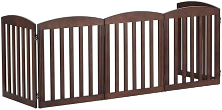 SPIRICH Wooden Freestanding Foldable Dog Gate