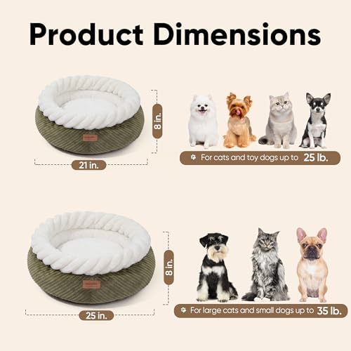 FUKUMARU Cute Round Cat Bed, Calming Donut Small Dog Beds