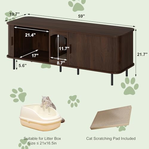 Double Cat Litter Box Enclosure Furniture