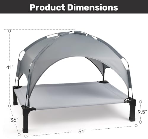 Elevated Dog Bed with Removable Canopy, Sun Protection Shade Tent Dog Cot