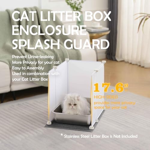 MEEXPAWS Cat Litter Box Enclosure, Splash Guard High Walls