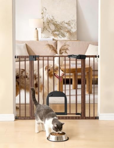 Babelio Dog Gate with Adjustable Cat Door, CatPrivilege III