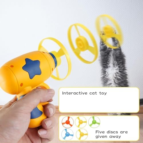 Andiker Cat Fetch Toy, Interactive Kitten Flying Disc Launcher Toy