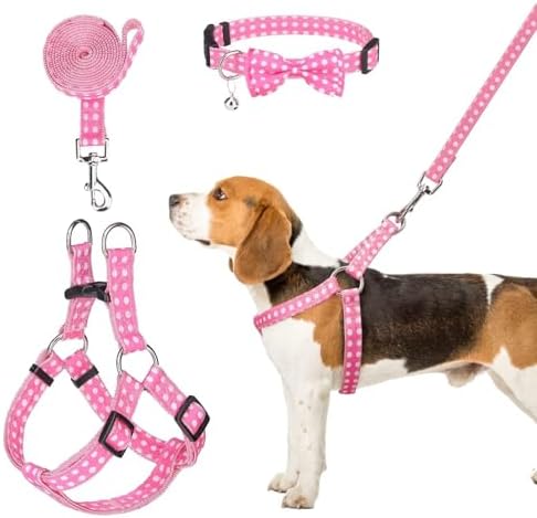 BINGPET No Pull Dog Harness Leash Collar Set, Adjustable Step-in Vest