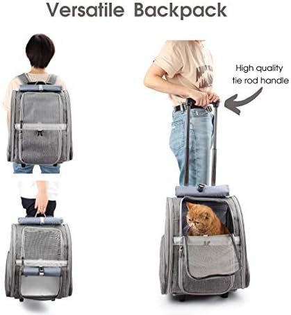 Lollimeow Pet Rolling Carrier, Dog Backpack