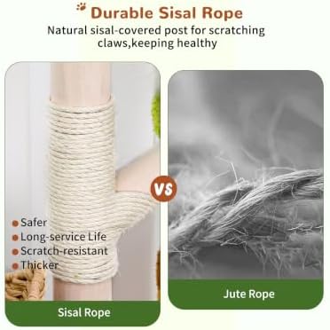Indoor Cat Tree Tower: Multi-Level Sisal Scratching Post 53.5 Inch