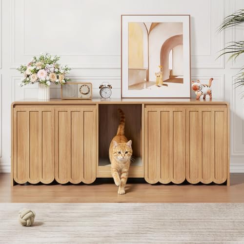 Halitaa Litter Box Enclosure for 2 Cats, 57.9" Hidden Litter Box