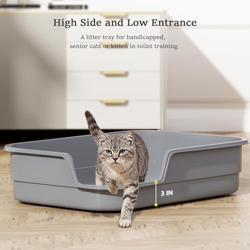 Vealind Extra Large Cat Litter Box High Sided and Low Entry Litter Tray