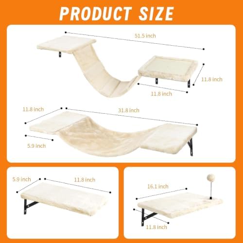Cat Wall Shelves, Space-Saving Wall-Mounted Cat Climbing Set
