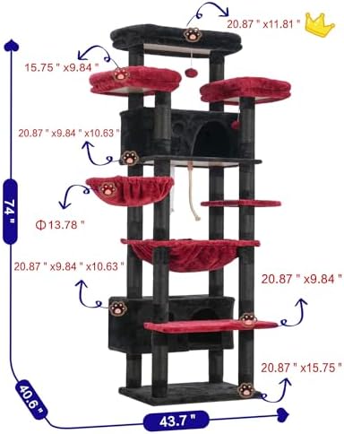 Gitelsnour Cat Tree, Big Condo Hammock GCT030BR