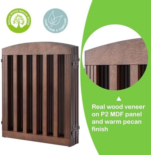 SPIRICH Wooden Freestanding Foldable Dog Gate