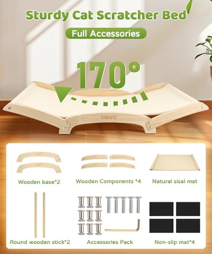 34-Inch Cat Scratching Bed, Natural Sisal Scratching Pad