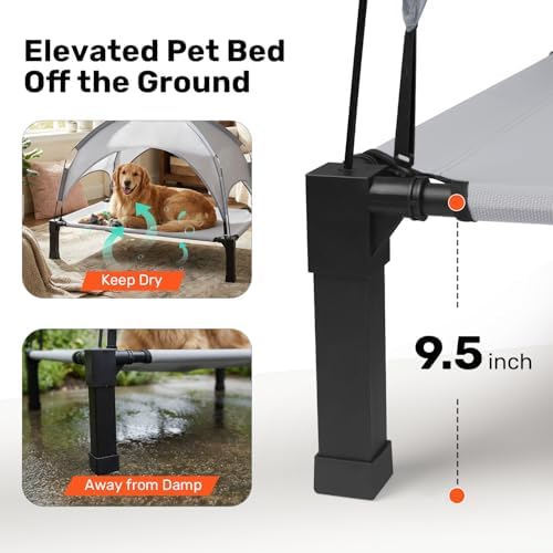 Elevated Dog Bed with Removable Canopy, Sun Protection Shade Tent Dog Cot