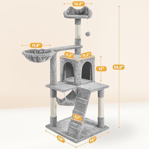 Yaheetech 54in Cat Tree, Light Gray