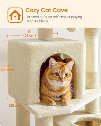 Feandrea Cat Tree, 59.5-Inch Tall Cat Tower