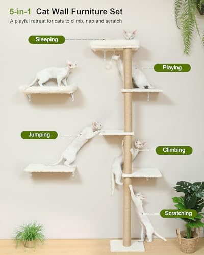 FUKUMARU Cat Wall Shelves Set, 70 inch Wall Mounted Tree