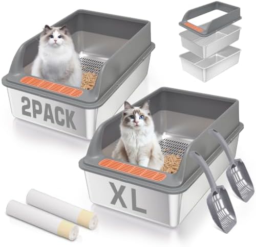 2PACK Stainless Steel Sifting Litter Box