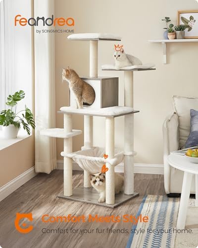 Feandrea Cat Tree, 56.3-Inch Contemporary Cat Tower