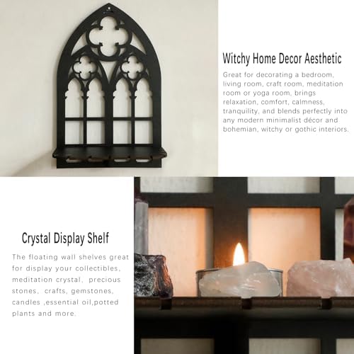 Artilady Crystal Display Shelf Gothic Decor, Wood Floating Shelves Storage