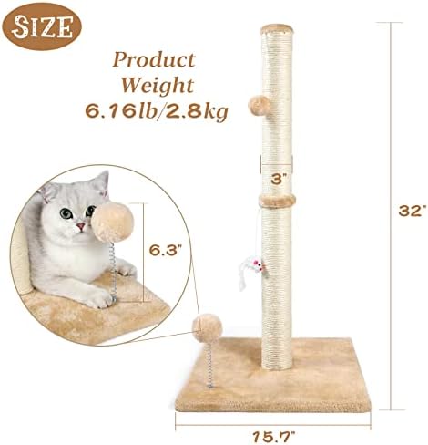 ANWA 32" Tall Sisal Cat Scratching Posts Tree