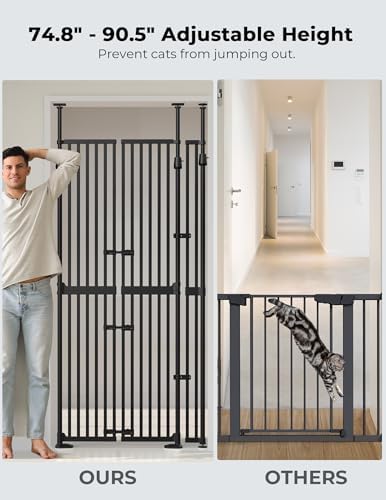 Extra Tall Cat Gate for Doorway, Pressure Mounted Pet Gate