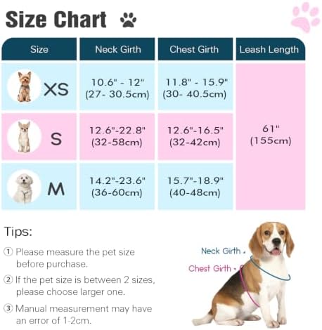 Pawaboo Small Dog Harness and Leash Set, Puppy Harness X-Frame Adjustable