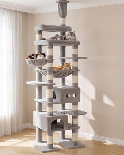 Heybly Floor to Ceiling Cat Tree, 104.7"-116.5" Height-Adjustable HCT92W