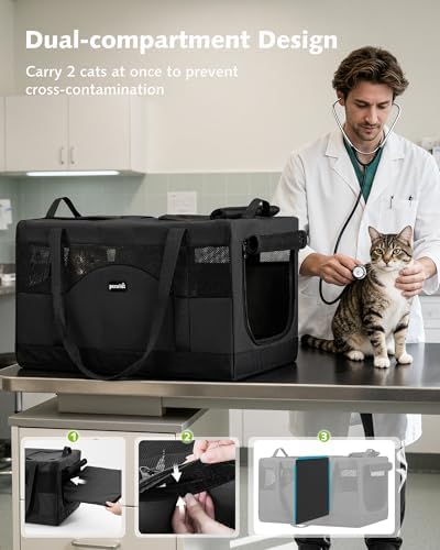 Pecute Cat Carrier, Soft Double Pet Crate