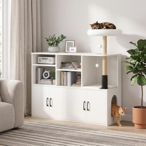 HOOBRO Double Cat Litter Box Enclosure, Hidden Cat Cabinet