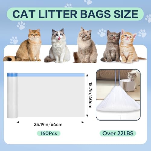 160 Count Cat Litter Box Liners Compatible