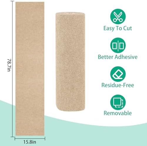 Cat Scratch Mat, 78.7"x15.8" Trimmable Self-Adhesive Cat Scratcher Carpet