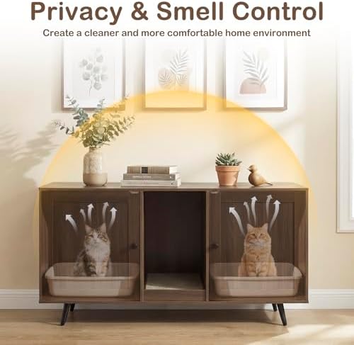 Tangkula Double Cat Litter Box Enclosure