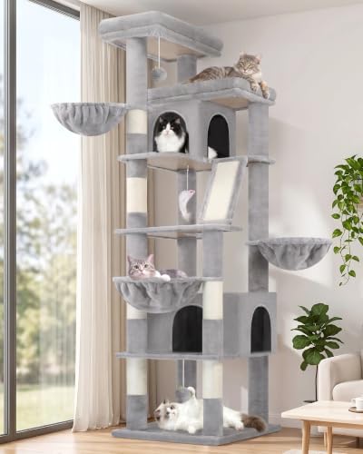 Globlazer 80in Extra Large Tall Corner Cat Tree Tower, Light Grey