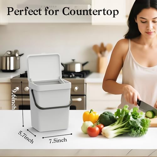 LALASTAR Small Trash Can with Lid, Kitchen Compost Bin