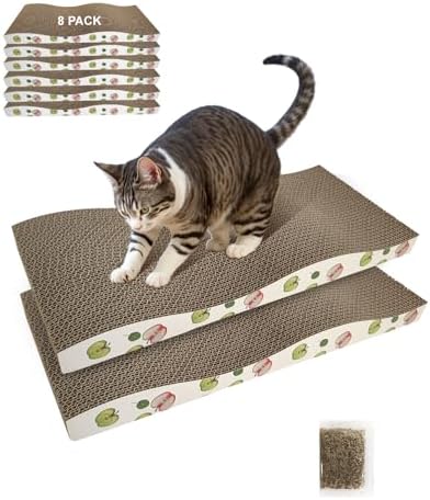 TIMHAKA 8 Pack Cat Scratching Board, Double-Sided Usability,