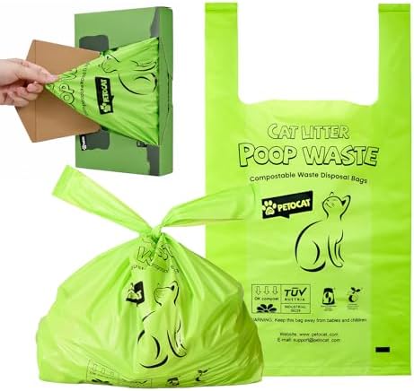 Cat Litter Bags for Poop, Certified Compostable Cat Waste Disposal Bag