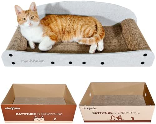 miwoowim 26" Large Cardboard Cat Scratcher Couch & Box Set