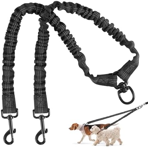 Double Dog Leash, 360° Swivel No Tangle Dog Leash