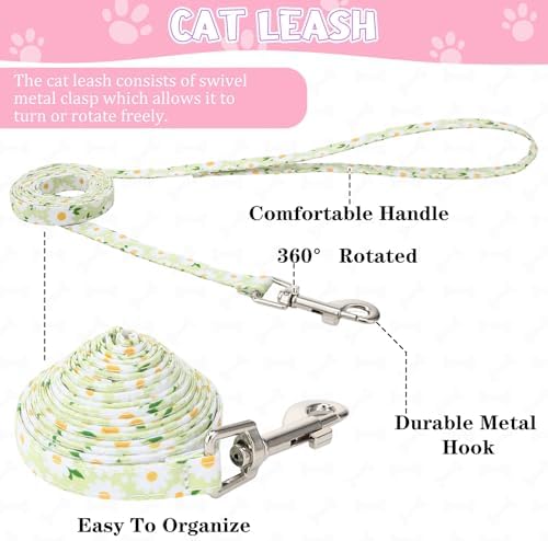 2 Pack Floral Cat Harness and Leash Escape Proof Adjustable Kitten Harness