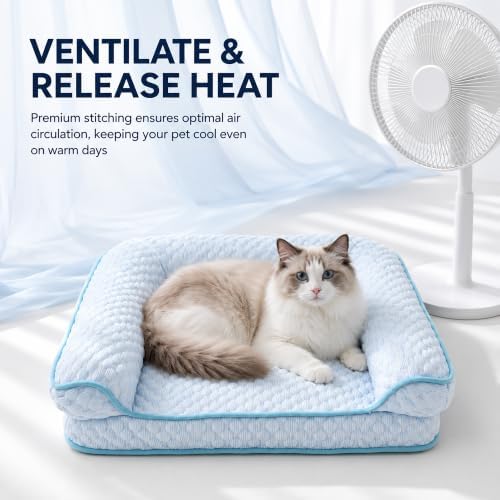 Cooling Cat Bed with Thick Egg-Crate Foam Support, Non-Toxic Cooling Sofa