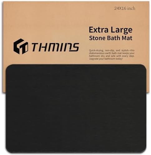 THMINS Black Stone Bath Mat