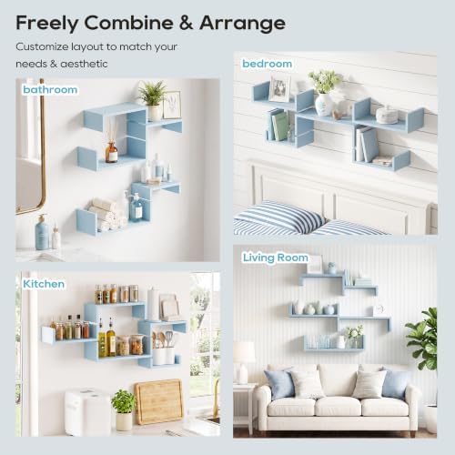 SRIWATANA Blue Floating Shelves