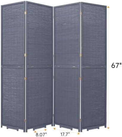 Bamboo Mesh Woven Room Divider 5.6FT, 4 Panel Folding Privacy Screen