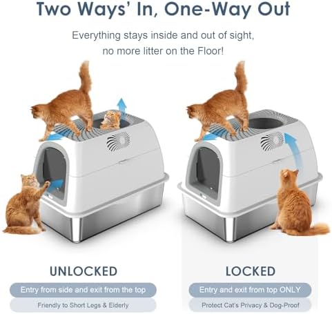 SuzziPaws Stainless Steel Litter Box Top-Entry Dog-Proof