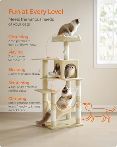 Feandrea Cat Tree, 54.2-Inch Cat Tower