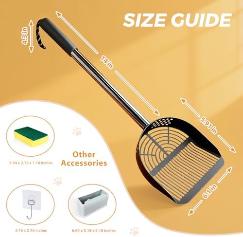 Cat Litter Scoop Deep Shovel, Detachable Long Handle Litter Scooper