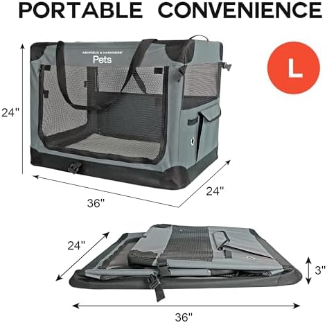 Ashfield & Harkness Collapsible Soft Dog Crate 36"