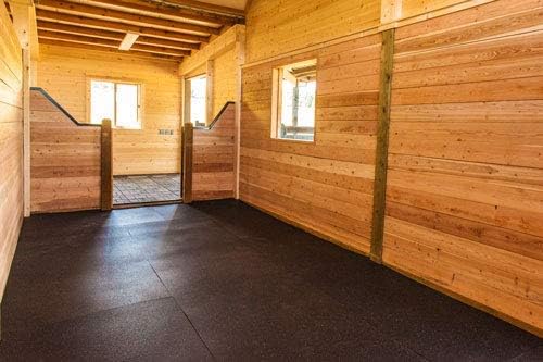 American Heavy Duty Stall Mats - Durable Rubber Flooring - Solid Black 6 Border Tiles 3/8" Thick Expansion Set